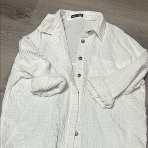 SHEIN Textured Cream Blouse